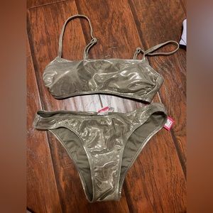 xhilaration gold metallic bikini size medium NWT